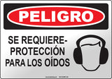 Danger: Hearing Protection Required Spanish Sign