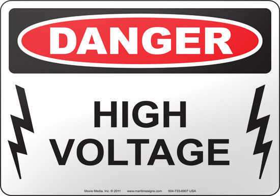 Danger: High Voltage English Sign