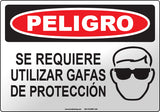 Danger: Safety Glasses Required Spanish Sign
