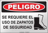 Danger: Safety Shoes Required Spanish Sign