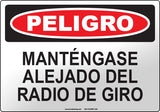 Danger: Swing Radius Keep Clear Spanish Sign