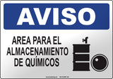 Notice: Chemical Storage Area Spanish Sign