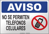 Notice: No Cellular Phones Spanish Sign