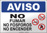 Notice: No Smoking Matches Open Flames Spanish Sign