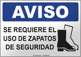 Notice: Safety Shoes Required Spanish Sign