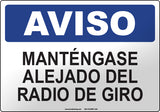 Notice: Swing Radius Stay Clear Spanish Sign