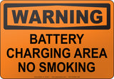 Warning: Battery Charging Area No Smoking English Sign
