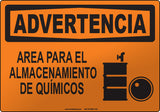 Warning: Chemical Storage Area Spanish Sign
