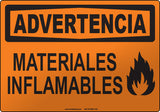 Warning: Flammable Material Spanish Sign