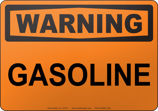 Warning: Gasoline English Sign