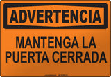 Warning: Keep Gate Closed Spanish Sign