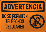Warning: No Cellular Phones Spanish Sign