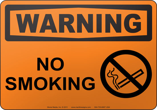 Warning: No Smoking English Sign