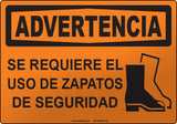 Warning: Safety Shoes Required Spanish Sign