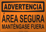 Warning: Secure Area Keep Out Spanish Sign