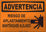 Warning: Crush Area Keep Clear Spanish Sign