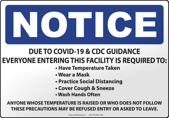 Notice: COVID-19 Entrance and Service Guidelines
