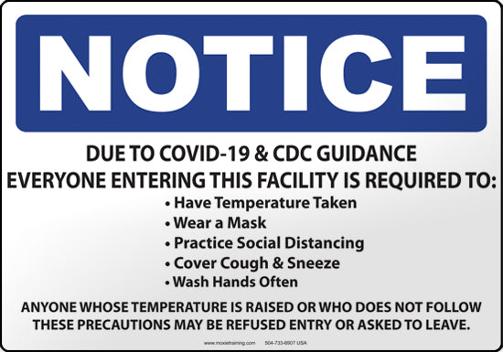 Notice: COVID-19 Entrance and Service Guidelines – Moxie Training