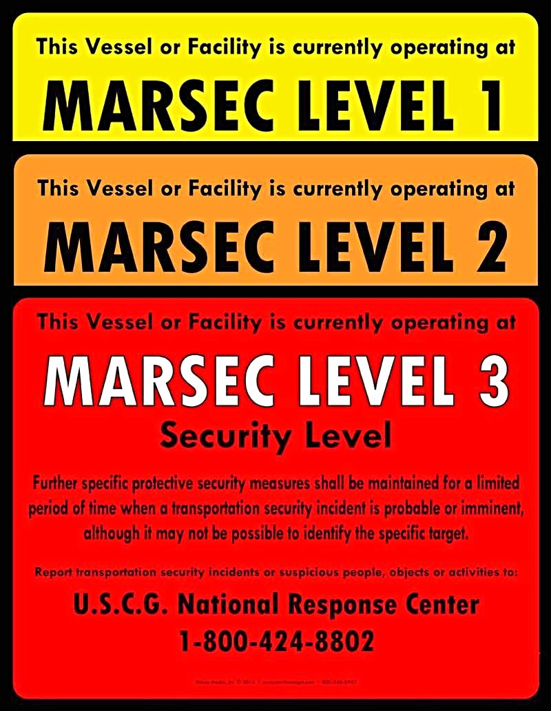 Set of MTSA-MARSEC levels 1, 2 & 3 Signs (MARSEC cards) – Moxie