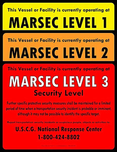 Set of MTSA-MARSEC level 1, 2 & 3 Signs