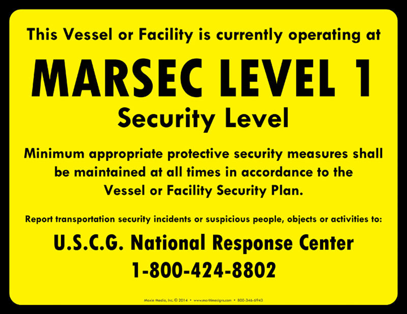 Set of MTSA-MARSEC levels 1, 2 & 3 Signs (MARSEC cards) – Moxie