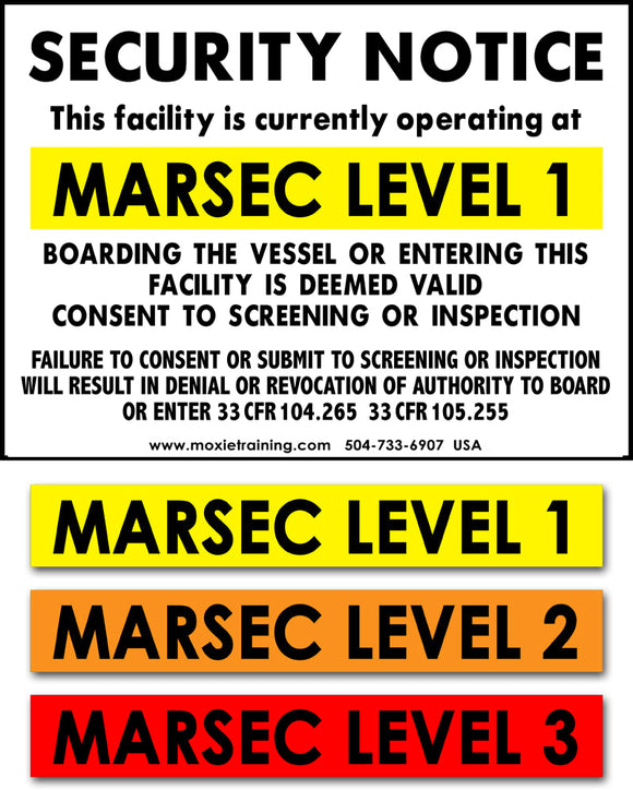 MARSEC Level Security Notice Combo Sign - Solid Core Aluminum